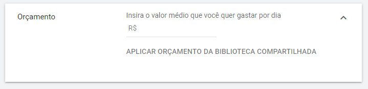 Esta imagem determina o valor do orçamento, há um campo para colocar o valor médio que se deseja gastar por dia. 